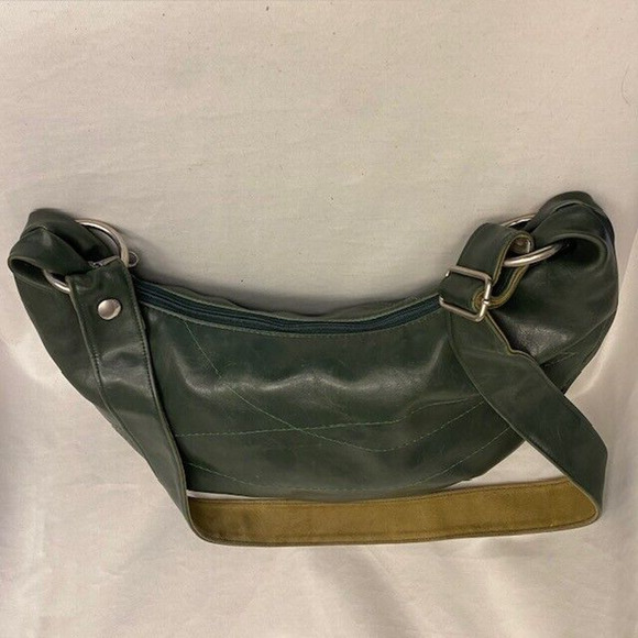 Crystalyn Kae Green Crossbody Hobo Vegan Leather Bag Purse Shoulder Bag Zipper - Picture 5 of 8